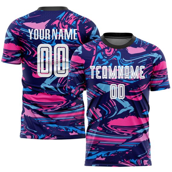 Custom Black White-Light Blue Sublimation Soccer Uniform Jersey