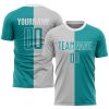 Custom Gray Aqua-White Sublimation Split Fashion Soccer Uniform Jersey
