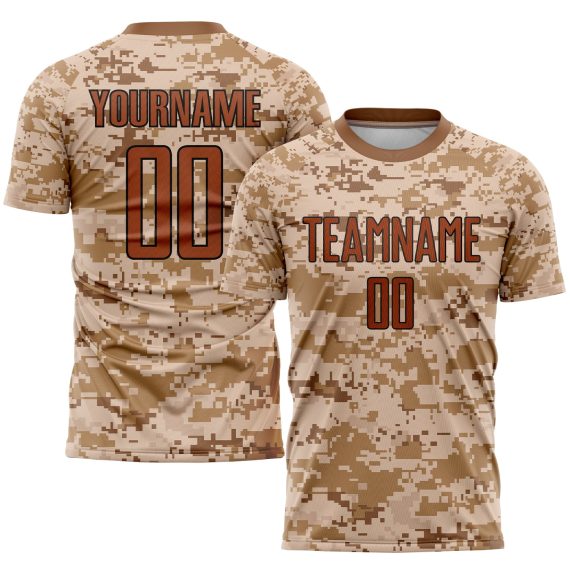 Custom Camo Texas Orange-Brown Sublimation Salute To Service Soccer Uniform Jersey